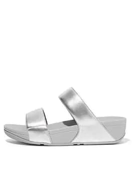 FitFlop Lulu Leather Sandals, Silver, Size 5, Women