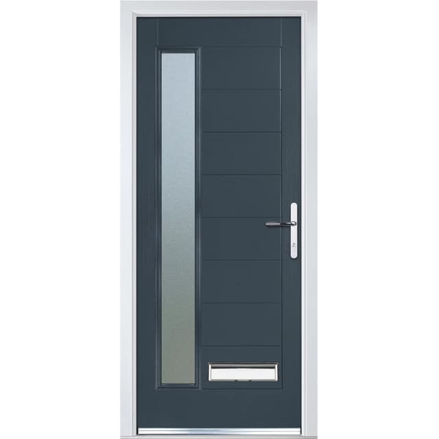 Crystal Grp Door Long Glass Grey 7016 Lh 920 X 2055Mm Obs, Grey 1LAGLHOB