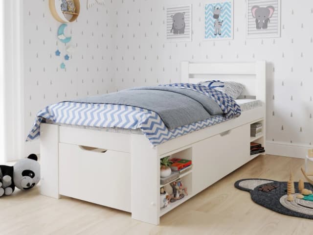 Noomi Hansa Storage Bed in White Size: Single White Unisex Single