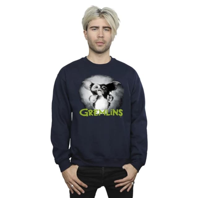 Gremlins Gremlins Men Scared Green Sweatshirt in Navy Size: Small Navy S Male 5063153035164