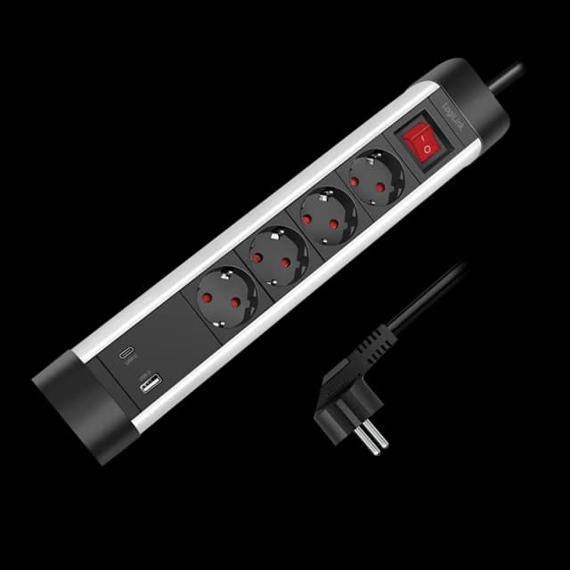 LogiLink Outlet Strip. 4 safety sockets. w/ USB-A & USB-C Port. al