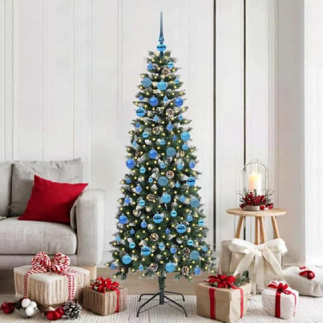 vidaXL Artificial Christmas Tree with 300 LEDs, Blue Balls Green 76 x 76 x 180 cm, Green 3395827