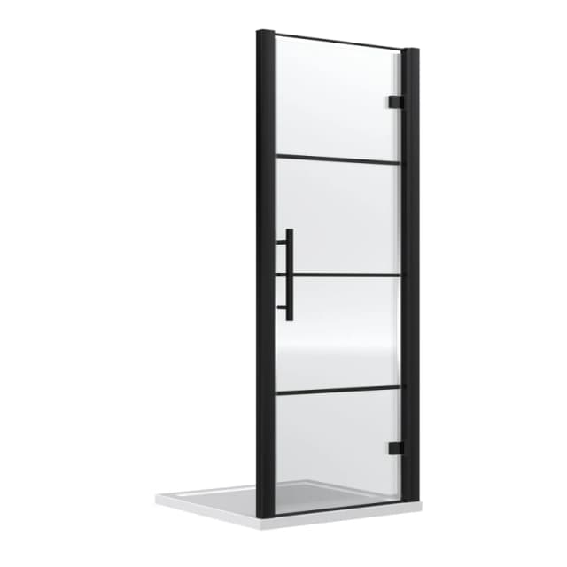 Balterley Sonic 8mm Toughened Safety Glass Hinged Shower Door Black 800mm Black