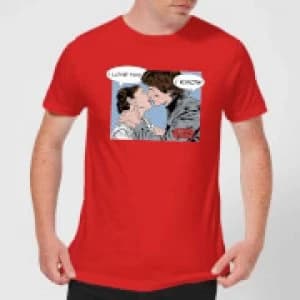 Star Wars Leia Han Solo Love Mens T-Shirt - Red - L