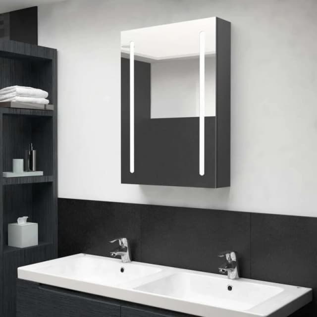 VIDAXL LED Bathroom Mirror Cabinet Grey 50x13x70cm Vidaxl 8720286332603