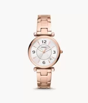 Fossil Women Carlie Three-Hand Date Rose Gold-Tone Stainless Steel Watch