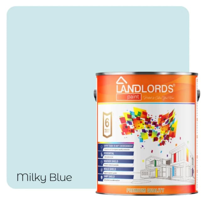 Landlords Paint - Matt Paint - Smooth Matt Finish For Walls & Ceilings - Milky Blue - 2.5L