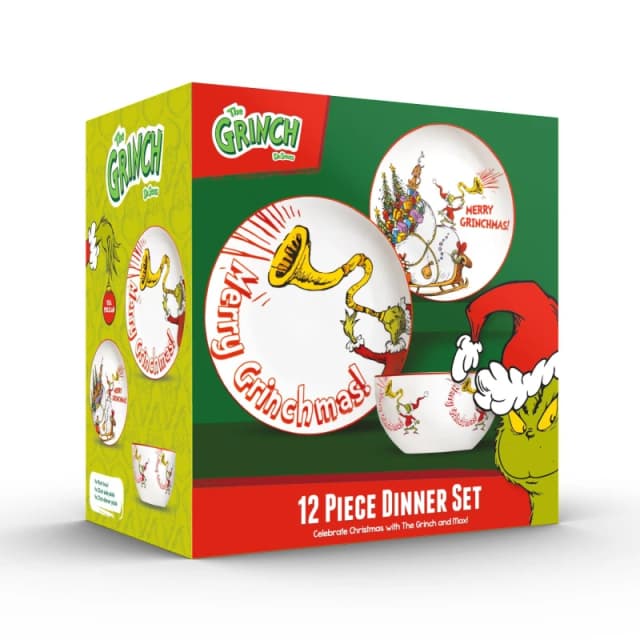 The Grinch 12 PIECE DINNER SET MERRY GRINCHMAS White unisex 12 pc