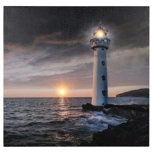 Sunset LED Lighthouse Canvas