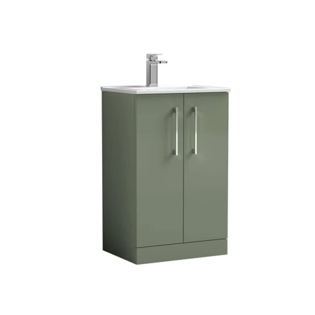 Balterley Bathroom 2 Soft Close Door, Floor Vanity Unit Basin, Green, 500mm in Green Green Unisex