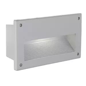 IP44 Recessed Outdoor Wall Light Silver Cast Aluminium 1 x 40W E14 Bulb
