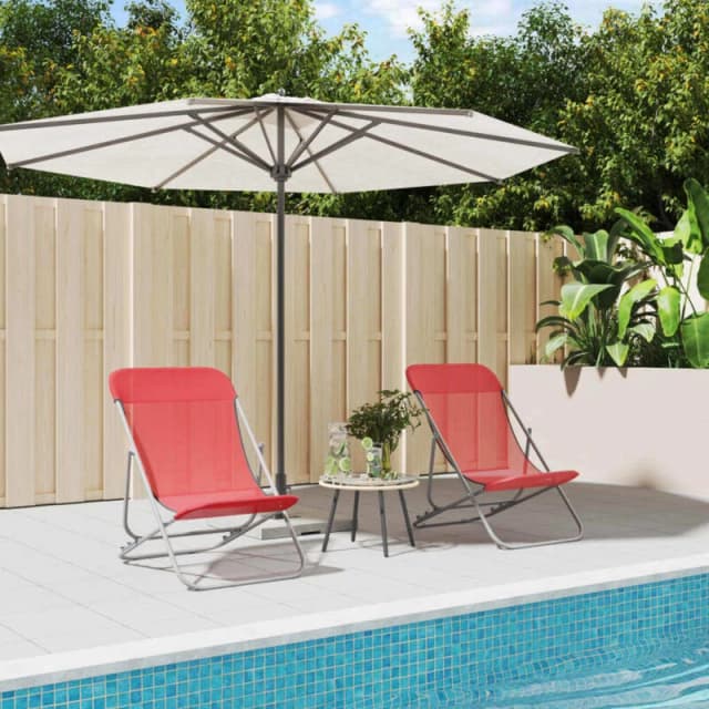 VIDAXL Folding Beach Chairs 2 pcs Red Textilene&Powder-coated Steel Vidaxl 8720845722517