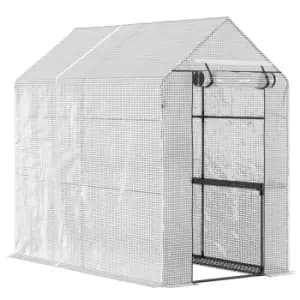 Outsunny Walk In Greenhouse W/Shelves Steeple Grow House 186x 120 x 190cm White