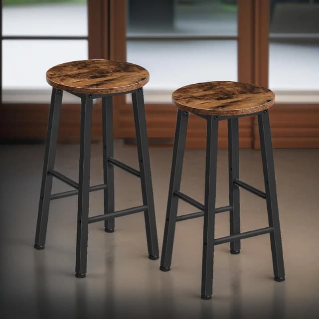 Rafaelo Mobilia Set of 2 Bar Stools 65CM Height in Brown Brown Unisex