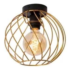 Lucide DANZA - Flush Ceiling Light - Ø25cm - 1xE27 - Matt Gold, Brass