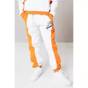 I Saw It First Orange Girls Track Embroidered Heavyweight Fleeceback Stirrup Joggers - Orange
