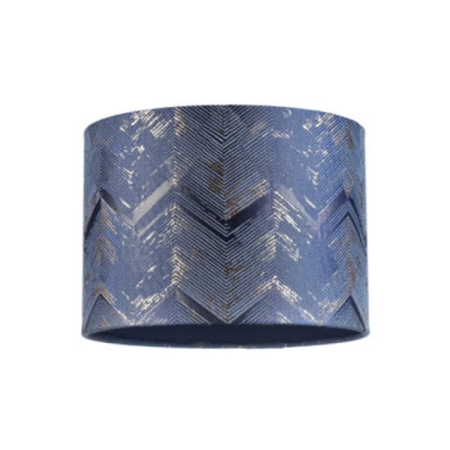 Happy Homewares Contemporary Midnight Blue Drum Lamp Shade With Gold And Silver Metallic Decor