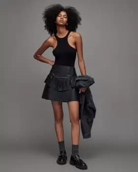 AllSaints Andy Leather Skirt