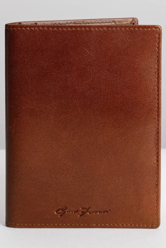 Gino Ferrari Mens Italian Embossed Leather Passport Travel Wallet RFID Protection Cognac in Tan Tan Male One Size