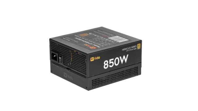 VIDA VIDA 850W Heracles Black ATX 3.1 Gaming PSU, 80+ Bronze, 14cm Ultra-Quiet FDM Fan, Flat Black Cables, PCIe 5.1, Power Lead Not Included power sup