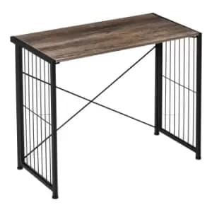 HOMCOM Folding Computer Desk Writing Study Table Industrial Home Office Workstation, 90 x 45 x 74cm, Rustic Brown