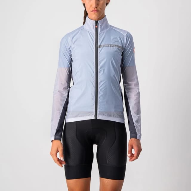 Castelli Squadra Stretch Womens Windproof Jacket S Silver Grey/Dark Grey - Cycles UK