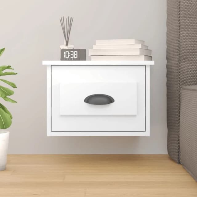 VIDAXL Wall-mounted Bedside Cabinet High Gloss White 41.5x36x28cm Vidaxl 8720845792701