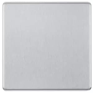 BG Screwless Flatplate Brushed Steel 1 Gang Blank Plate