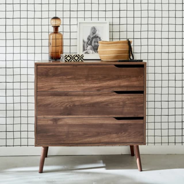 sweeek 3-drawer Chest With Walnut Wood Effect Brown