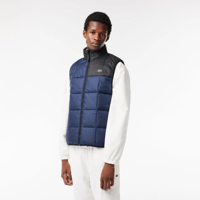 Lacoste Mens Core Water Resistant Quilted Gilet Navy Blue/Black male 2XS