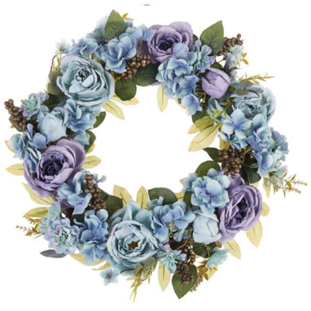 Beliani Decorative Wreath Galdar 50 Cm Blue