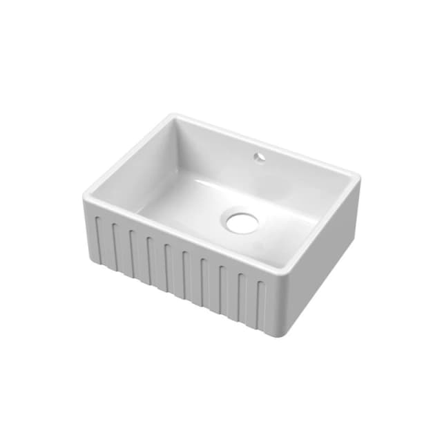 Balterley Fireclay Kitchen 1 Bowl Fluted Front Butler Sink Overflow White 595mm White Unisex