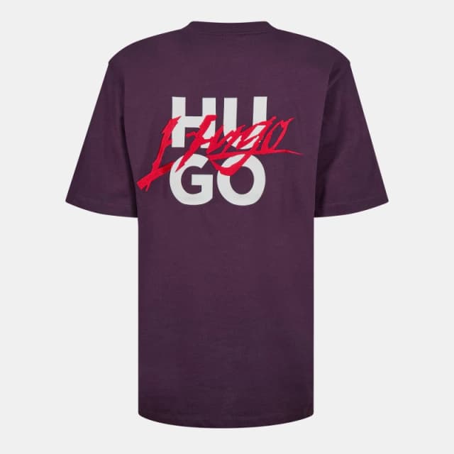 Hugo Logo Print Relaxed Fit T-Shirt Open Purple male XS