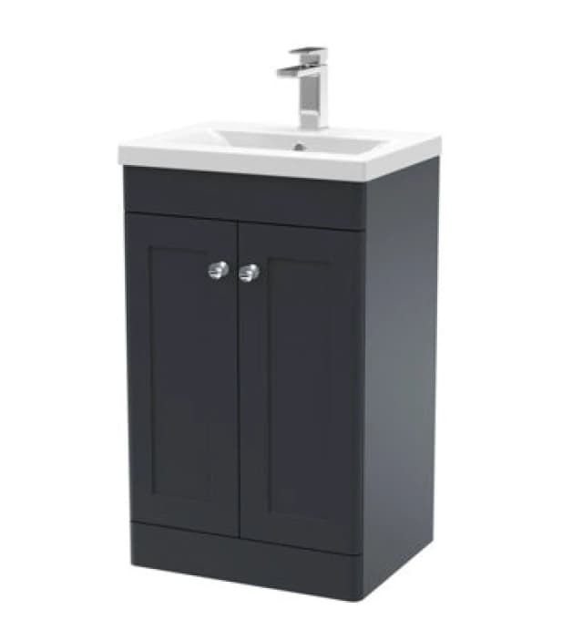 nuie 500mm Floor Standing 2 Door Vanity & Basin 1 - Soft Black CLC1423D