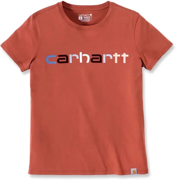Carhartt Relaxed Fit Lightweight Multi Color Logo Graphic Ladies T-Shirt, brown, Size M for Women