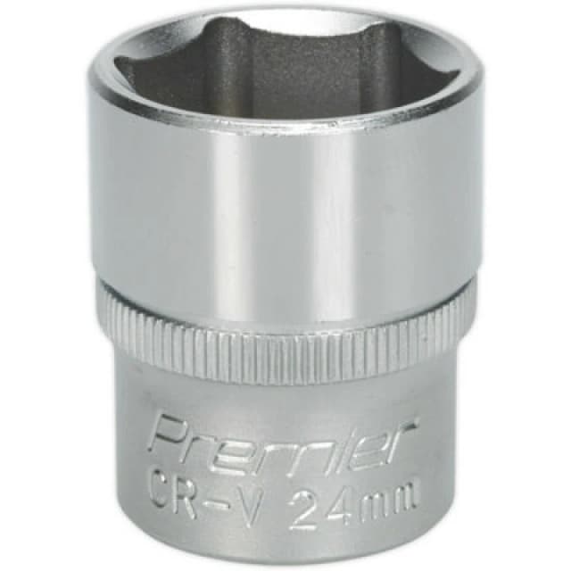 Loops 24mm Steel Drive Socket - 1/2" Square Drive - Chrome Vanadium Wrench Socket Metallics