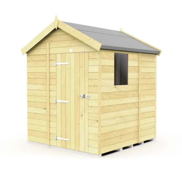 Buttercup Farm 6 x 5 Feet Apex Shed - Single Door W/ Windows - L158 x W175 x H217cm in Brown Brown Unisex