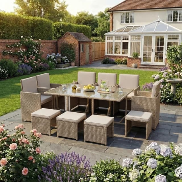 Lassic Garden Vida Cuba 10 Seater Rattan Set UKFR Natural unisex 10 Seater