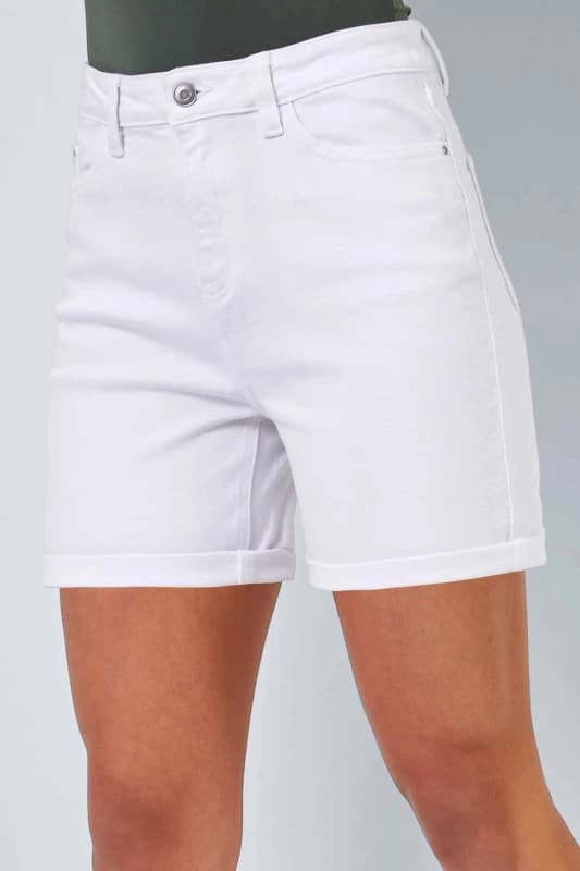 Roman Womens Stretch Denim Mom Shorts in White Size: 18 White Female 18