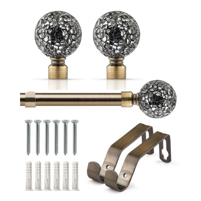 Emma Barclay Curtain Pole Extendable Cut Glass Antique Brass unisex 120-210cm