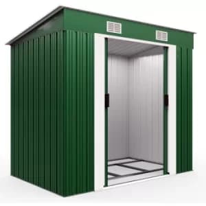 Deuba Garden Metal Tool Shed Size and Colour Choice Galvanised Green Anthracite Brown Roofed Outdoor Storage (Green)