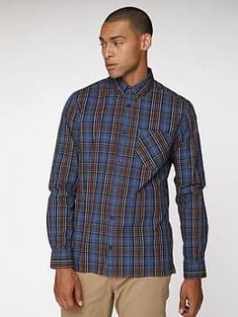 Ben Sherman Long Sleeve Tartan Check - Red/Blue, Midnight, Size L, Men
