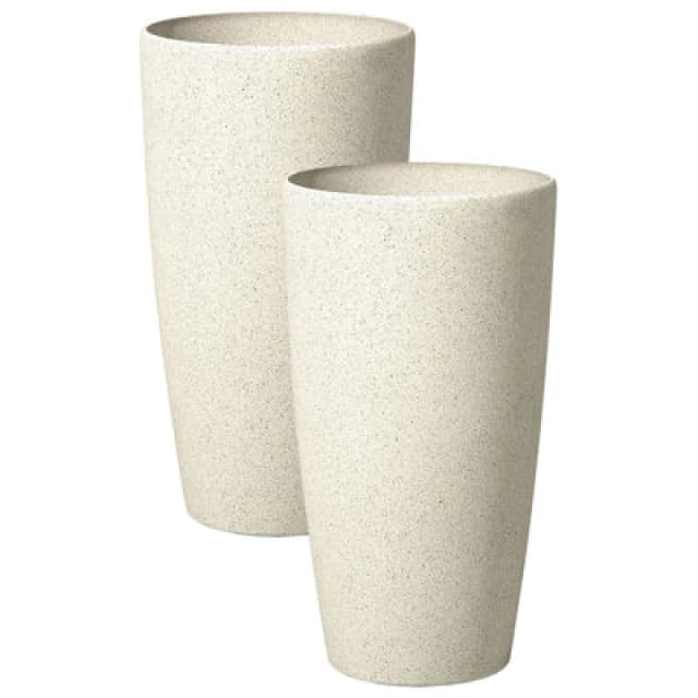 Beliani Set Of 2 Plant Pots Abdera 31cm Light Beige