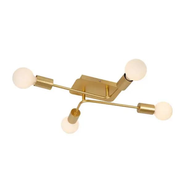 Lucide Lucide Lester 4 Light Flush Ceiling Light - Matt Gold