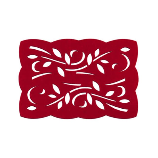 Premier Housewares Felt Place Settings Set Of Two Red Felt Leaf Design Placemats Red