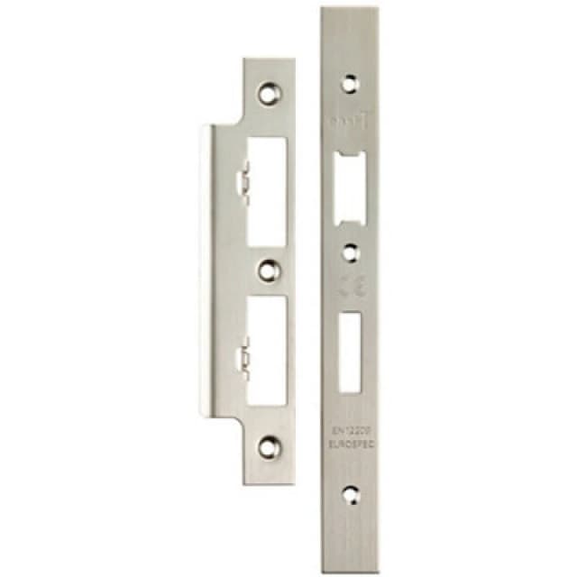 Loops Forend Strike & Fixing Pack For DIN Euro Sash & Bathroom Lock Satin Steel Metallics