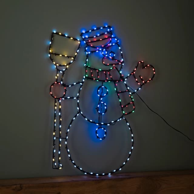 59cm x 45cm Light up FlexiBrights Christmas Snowman Silhouette with 238 Multi-Coloured LEDs