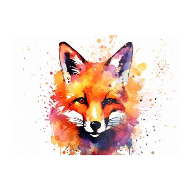Warren Reed Designer Watercolour Splashart Fox Face Glass Chopping Board