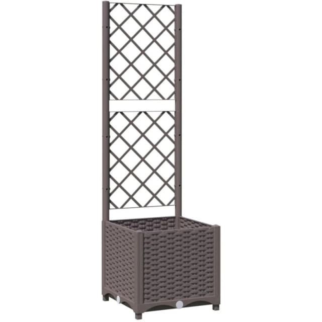 vidaXL Garden Planter w/ Trellis Brown 40x40x136cm PP, Brown 318259