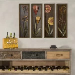 MZM384 Multicolor Decorative Framed MDF Painting (4 Pieces)